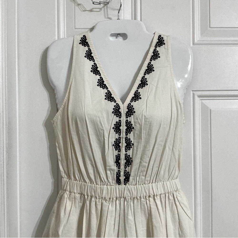 Universal Thread Cream Midi Dress with Black Embroidery - Picture 4 of 9